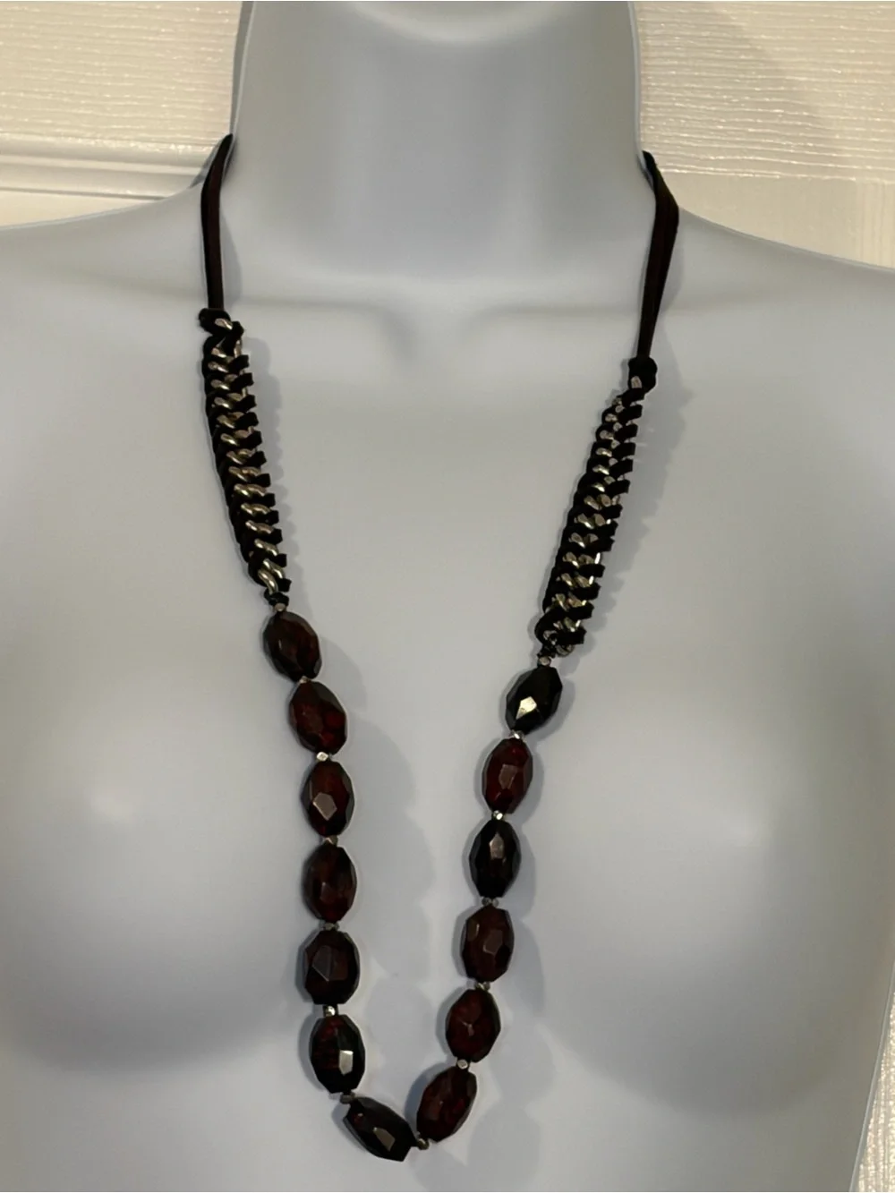 J. Jill Faceted Red Bead Necklace with Accent Chain